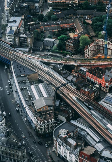 City infrastructure aerial view